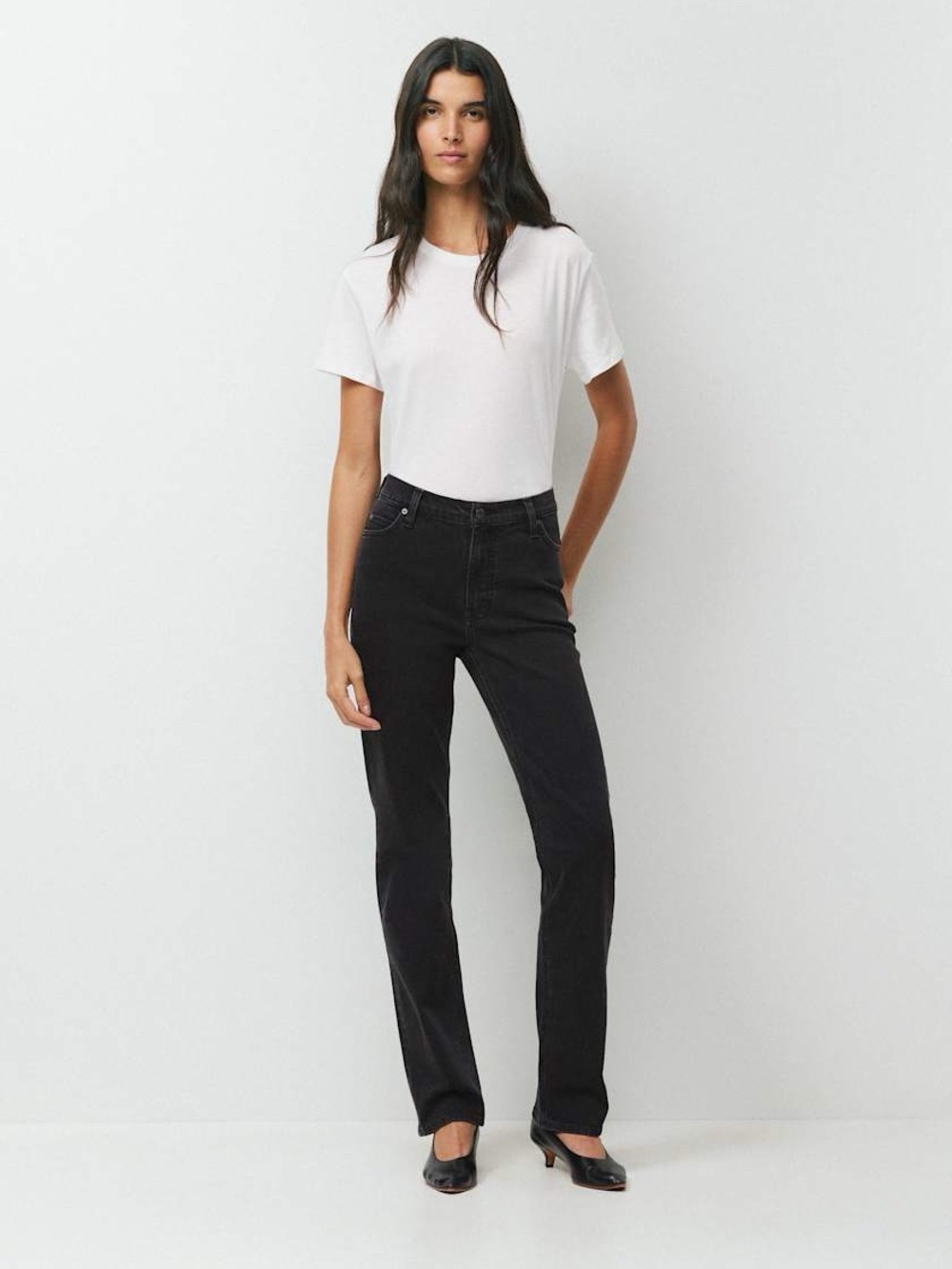 Denim Forum Aritzia The 90s Snatched Black Straight-Leg Mid-Rise Jeans
